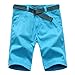 M.K.JIN.SI Men's Summer Slim Fit Flat Front Belted Week-End Twill Shorts Quick-Dry