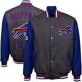 NFL Buffalo Bills Charcoal Wool Varsity Full Zip Jacket (Large)