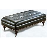 Review AtHomeMart  / Executive Black Leather Nail Head Coffee Table Ottoman with Wood Legs