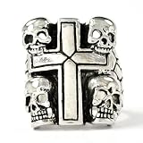 Skulls and Cross Biker Pewter Ring