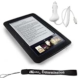 Kroo Skin Case For Barnes & Noble Nook E-Reader (Black) + Includes a 4-Inch eBigvalue Determination Hand Strap + Easy Travel Car Charger