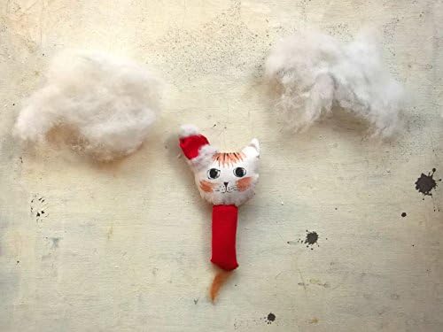 Christmas stuffed plushie cat miniature figurine in cotton - tiny plush pet - decor for pet lovers - handmade kitty doll