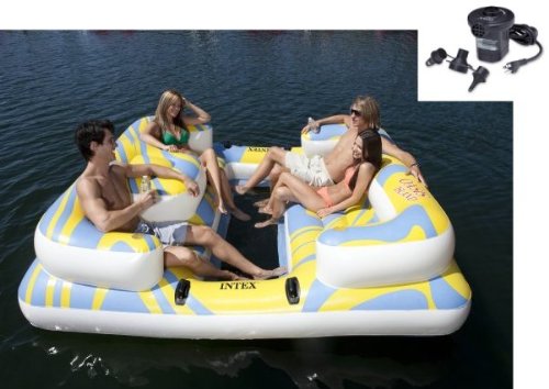INTEX Oasis Island Inflatable Floating Water Lounge Raft w/ Air Pump | 58299Q On Sale