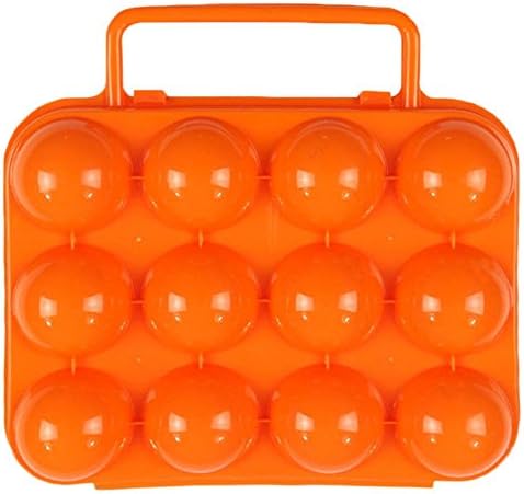 Yucyun Portable Folding Plastic Outdoor Camping Picnic Eggs Holder Carrier Box for 12 eggs with Handle (Orange)