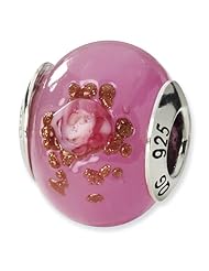 Sterling Silver Reflections Pink/Red/Brown Italian Murano Bead