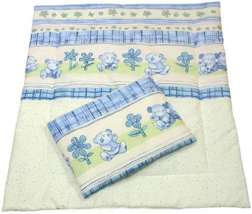 White Blue Teddy Moses Basket, Crib, Buggy Baby Bedding Set Picture
