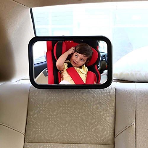 UOTOO Backseat Mirror for Car - View Infant in Rear Facing Car Seat - Best Newborn Safety With Secure Headrest Double-Strap - Essential Car Seat Accessories - 100% Lifetime Satisfaction Guarantee