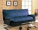 Contemporary Blue & Black Futon Sofa Bed w/Metal Legs