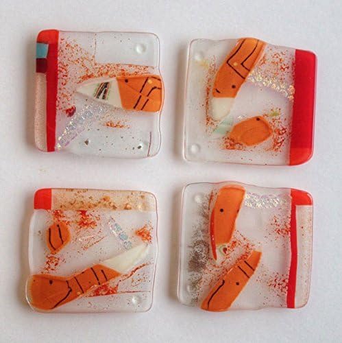 Fused Glass Abstract Coasters