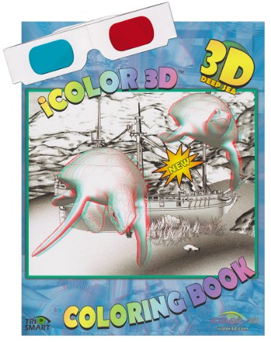 iColor 3D Deep Sea (High Detail) Coloring Book. Watch as Sharks, Turtles, Divers, and All Kinds of Fish Come to Life. (3D Glasses Included)