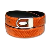 Orange Genuine Snake Skin Bonded Leather Belt - Regular