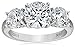 Amazon Collection Platinum-Plated Sterling Silver Round-Cut Swarovski Zirconia Three-Stone Anniversary Ring (4 cttw)