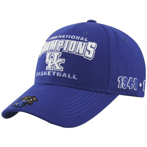 Buy Twins Enterprise Kentucky Wildcats Royal Blue 7-Time Basketball National Champions Adjustable Hat by Football Fanatics