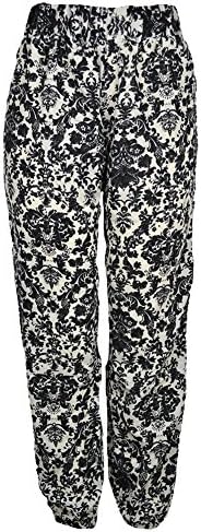 143Fashion Ladies Fashion Harem Style Long Pants (Small, Black/Flower)