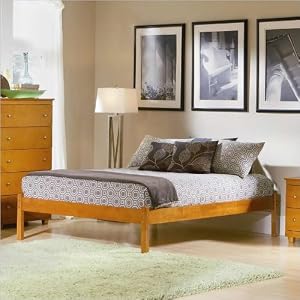 Twin Atlantic Furniture Studio Concord Platform Bed with Open Footrail in Caramel Latte