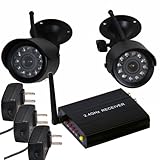 VideoSecu Wireless Audio Video Security Camera System 2 IR Camera and 1 Rec ....