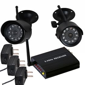 VideoSecu Wireless Audio Video Security Camera System 2 IR Camera and 1 Receiver for Video Surveillance Monitoring WA1
