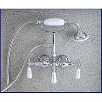 Chrome Clawfoot Tub Antique Phone Style Diverter Faucet with Hand Shower
