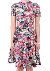 Floral Print Polyester/Scuba/Knit Short Skater Dress 