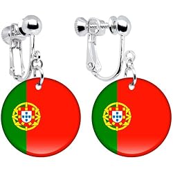 Portugal Flag Clip on Earrings