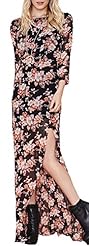 Bateau Neck Vintage Backless Floral Print Chiffon Party Dress/Maxi Dress 