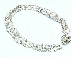 Valentines Day Gifts Ankle Bracelet Pair in Silver 10.25 inches