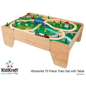 KidKraft Woodville Train Table with 70-Piece Set by KidKraft