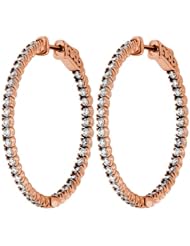  0.60 ct. tw Round Cut Diamond Inside Outside Hoop Earrings 14KW G-H SI1