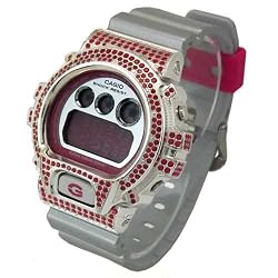 Casio G-Shock Dig Watch w/ Custom Bling S-Steel & Swarovski Bezel by Quantum Vector #DW6900CB-8-WHR