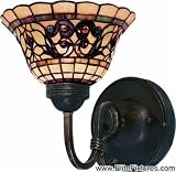 Landmark 361-VA Tiffany Buckingham 1-Light Sconce, 9-Inch, Vintage Antique with Tiffany Style Glass