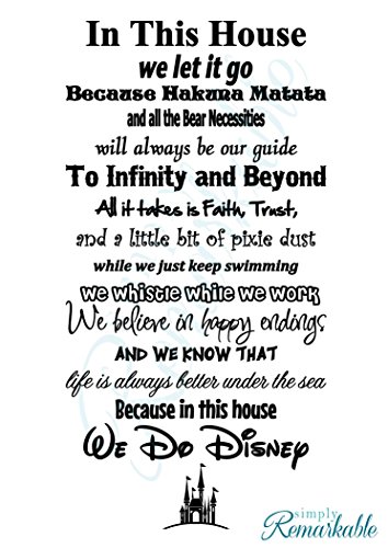 In This House We Do Disney - Vinyl Wall Decal Sticker - Made in USA - Disney Family House Rules (22