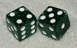 Green Glitter Transparent Dice Pair