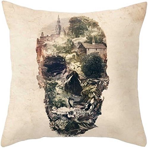FairyPark Pillowcase Punk Bohemia Paisley Skull Cushion Cover Cotton Linen Size 40*40 Printed Throw Pillows Decorative Cojines Perfect Pillow Cover