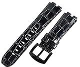 Black Pvd Leather Croco Replacement Watch Strap Band Fits the Pebble Steel / Moto 360