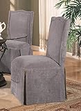 Set of 2 Taupe Fabric Parson Chairs with Skirt