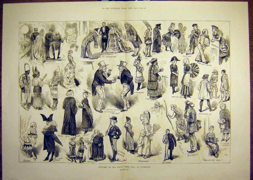 1881 SKETCHES FANCY DRESS BALL LIVERPOOL COSTUMES