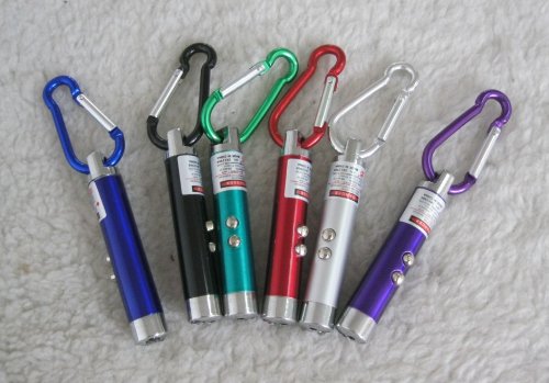 Britelink Laser Pointer (Qty 6) Six Pcs: 3-in-1 Laser Pointer with Red Laser, UV Light & LED Light + Key Clip - SIX Pointers INCLUDED!
