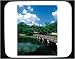 Decorated Mouse Pad with water, jun, Korea, religious, religion, temple, Korean, cultural, pagoda, Asian, gazebo, river, garden, sky, historic, clouds, architecture, pond, Asia, bridge, culture