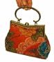 Red Cloth Base, Colorful Beaded Flower & Leaves Pattern, a Beautiful Vintage Style Evening Handbag W/chain