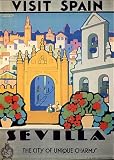 VISIT SEVILLA THE CITY OF UNIQUE CHARMS EUROPE TRAVEL TOURISM SPAIN VINTAGE POSTER REPRO