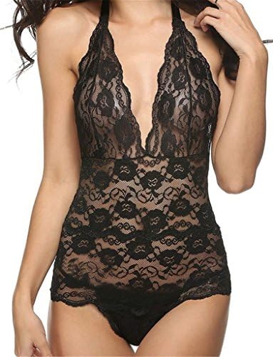 Feverishop Women's Lace See Through Teddy Bodysuit Sexy Lingerie Dress Babydoll
