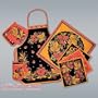 Russian KHOKHLOMA Style Apron Napkin Pot Holder SET 8 [Set includes: 1 apron, 3 pot holders, 1 large napkin, 3 small napkins/Material: 100%/linen/Made in Russia] [This set includes necessary items for any kitchen, made out of high-quality 100% linen fabric and, in this case, cheerfully decorated with classic Khokhloma style . The apron is simply adorable, and the potholders - in their different shapes - make it easy to safely grasp any pot or pan. An amusing, useful and welcome gift to build an atmosphere of warmth and comfort in your home]