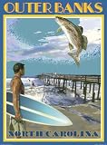 Outer Banks Pier-Vintage Travel Poster-by Grisanty