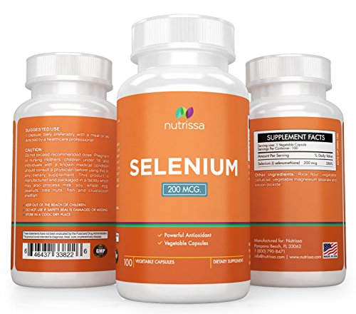 Selenium Supplement - For Thyroid, Immune System and Prostate Health - High Absorption 200mcg Yeast Free Selenium - Powerful Anti-Oxidant - 100 Veggie Capsules