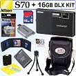 Nikon Coolpix S70 12.1MP Digital Camera (Black & Black) + 16GB Deluxe Accessory Kit