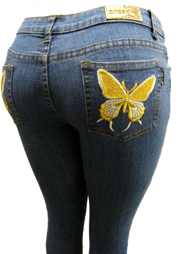 Women's Omega Skinny Stratch Jeans- Large Butterfly 13, 13
