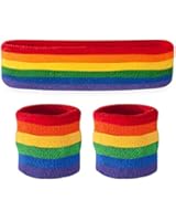 Suddora Striped Sweatband Set - (1 Headband and 2 Wristbands) High Quality Cotton for Sports & More.