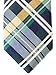 Retreez Elegant Plaid Check Woven Microfiber Skinny Tie - Dark Green, Yellow and Navy Blue