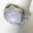 14K White Gold Star Sapphire and Blue Sapphire Ring
