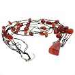Carnelian Beads Necklace with Pyramid Pendant - Cord Necklace - 28'' Long